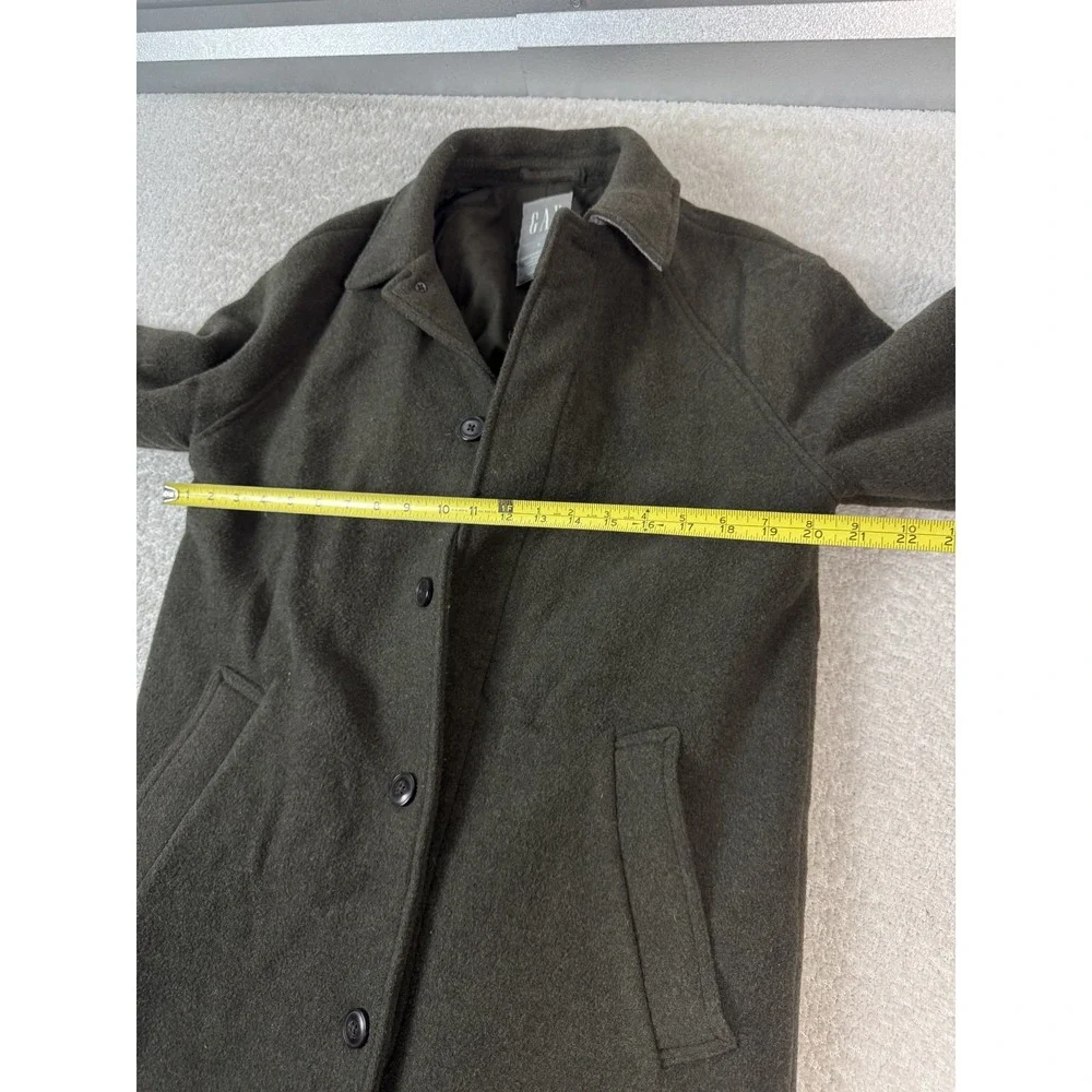 GAP Coat Mens Small‎ Olive Green Wool Blend Button Front Classic Overcoat Jacket